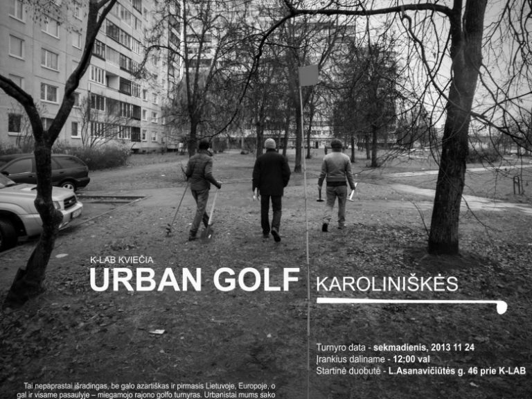 Karoliniškių architektūros laboratorija (K-lab). „Urban Golf“ plakatas. Norbert Tukaj nuotr., 2013